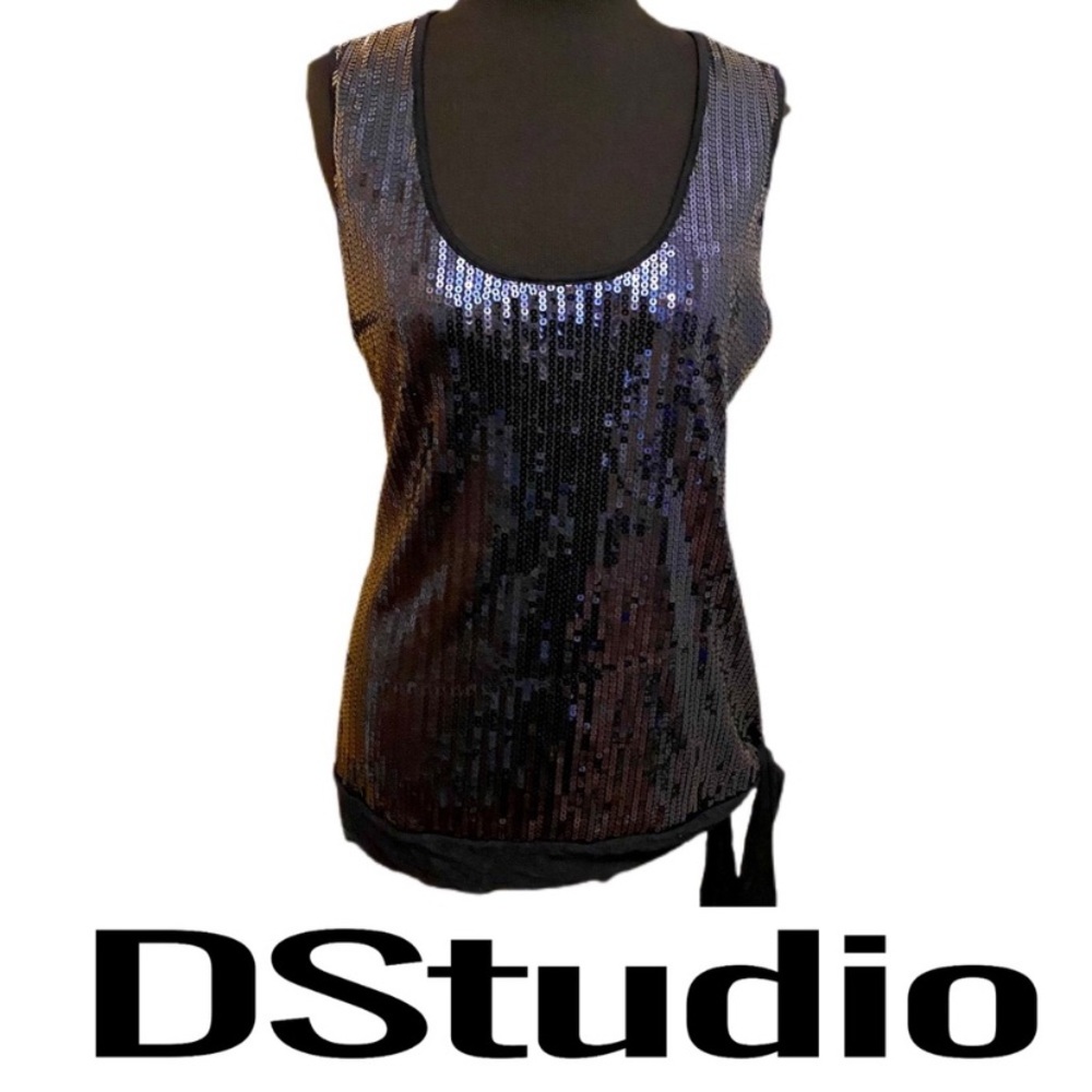 DStudio Navy Blue Sequins Tank Top Women’s Size Large